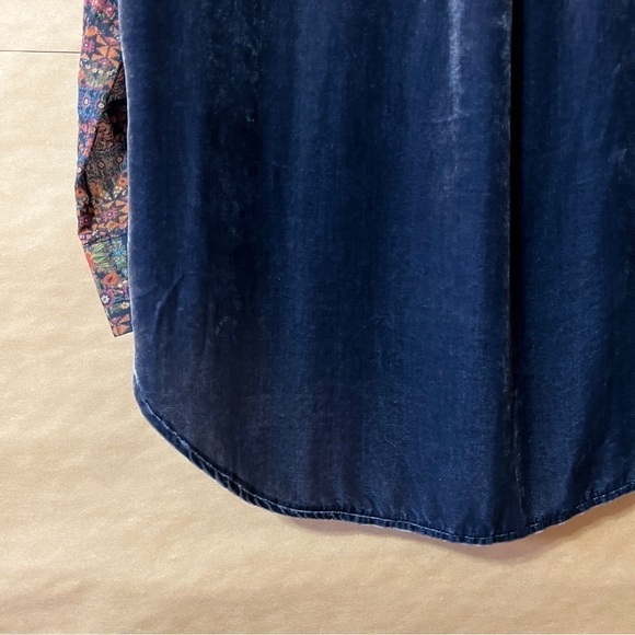 Johnny Was | Floral Button Front Shirt Velvet Back Top Cotton Silk Size XS - Picture 11 of 13